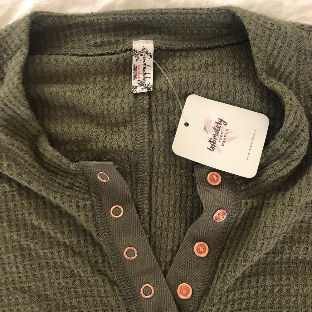 NWT Free People Olive Green Henley Small